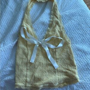 Kimchi Blue Yellow Lace Tank Top with Ribbon